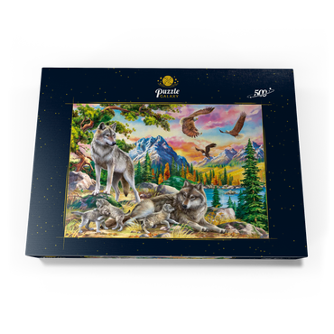 Darstellung des Puzzle Motivs Wolves and Eagles 500 Puzzle Schachtel Ansicht3