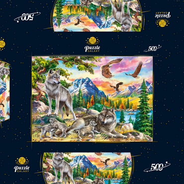 Darstellung des Puzzle Motivs Wolves and Eagles 500 Puzzle Schachtel 3D Modell