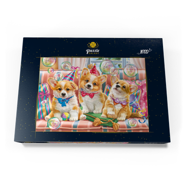 Darstellung des Puzzle Motivs Corgi Puppies at Birthday Party 1000 Puzzle Schachtel Ansicht3