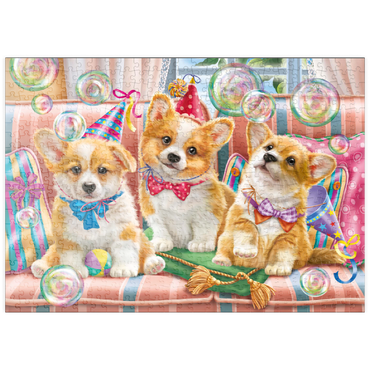 Darstellung des Puzzle Motivs puzzleplate Corgi Puppies at Birthday Party 500 Puzzle