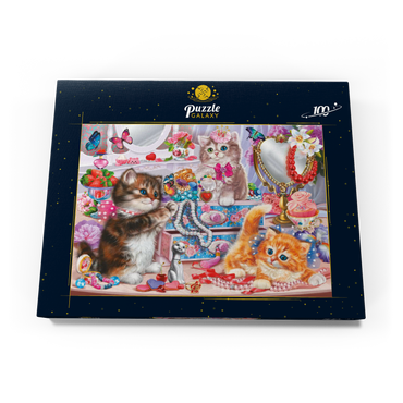 Darstellung des Puzzle Motivs Cute Kittens with Beads 100 Puzzle Schachtel Ansicht3