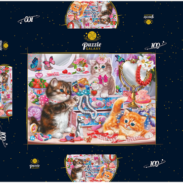 Darstellung des Puzzle Motivs Cute Kittens with Beads 100 Puzzle Schachtel 3D Modell