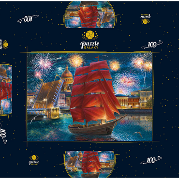 Darstellung des Puzzle Motivs Scarlet Sails 100 Puzzle Schachtel 3D Modell