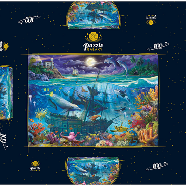 Darstellung des Puzzle Motivs Evening Undersea 100 Puzzle Schachtel 3D Modell