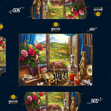 Darstellung des Puzzle Motivs Games in the Mountains 500 Puzzle Schachtel 3D Modell