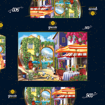 Darstellung des Puzzle Motivs Sunny City by the Sea 500 Puzzle Schachtel 3D Modell