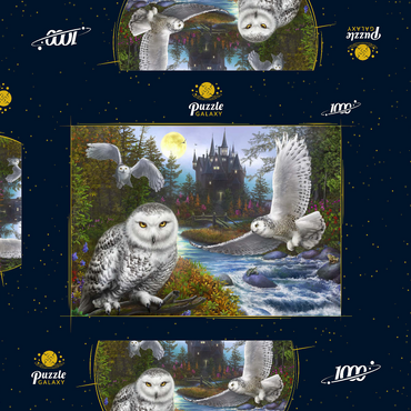 Darstellung des Puzzle Motivs Snowy Owls 1000 Puzzle Schachtel 3D Modell