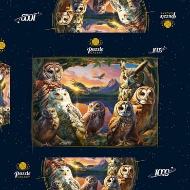 Darstellung des Puzzle Motivs Owls at Sunset 1000 Puzzle Schachtel 3D Modell