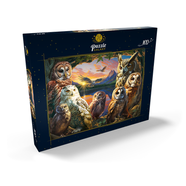 Darstellung des Puzzle Motivs Owls at Sunset 100 Puzzle Schachtel Ansicht2