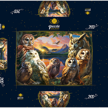 Darstellung des Puzzle Motivs Owls at Sunset 200 Puzzle Schachtel 3D Modell