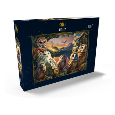 Darstellung des Puzzle Motivs Owls at Sunset 500 Puzzle Schachtel Ansicht2