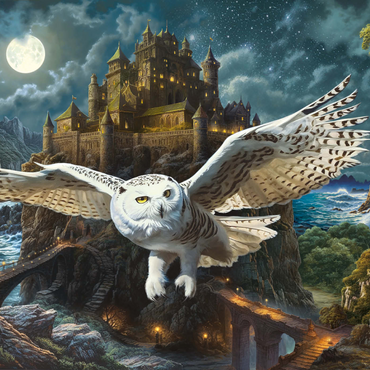 Darstellung des Puzzle Motivs Magic Owl and Castle 1000 Puzzle 3D Modell