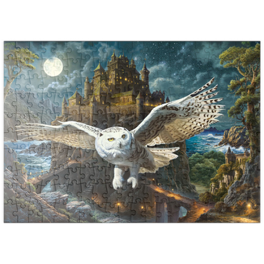 Darstellung des Puzzle Motivs puzzleplate Magic Owl and Castle 200 Puzzle