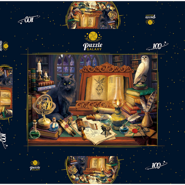 Darstellung des Puzzle Motivs Magic Library 100 Puzzle Schachtel 3D Modell