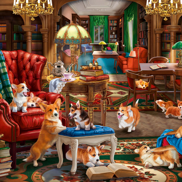 Darstellung des Puzzle Motivs Corgi in the Library 1000 Puzzle 3D Modell