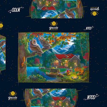 Darstellung des Puzzle Motivs Owls & Night House 1000 Puzzle Schachtel 3D Modell