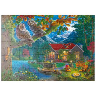 Darstellung des Puzzle Motivs puzzleplate Owls & Night House 100 Puzzle