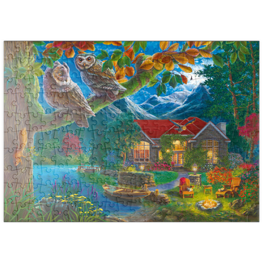 Darstellung des Puzzle Motivs puzzleplate Owls & Night House 200 Puzzle
