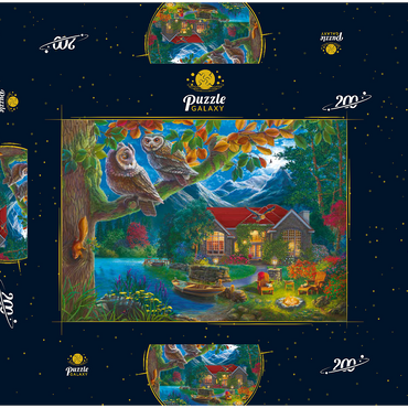 Darstellung des Puzzle Motivs Owls & Night House 200 Puzzle Schachtel 3D Modell