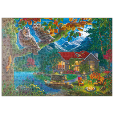 Darstellung des Puzzle Motivs puzzleplate Owls & Night House 500 Puzzle