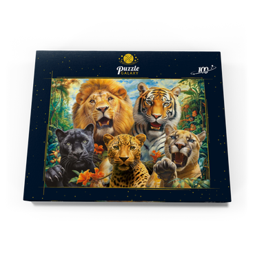 Darstellung des Puzzle Motivs Selfies of Wildcats 100 Puzzle Schachtel Ansicht3