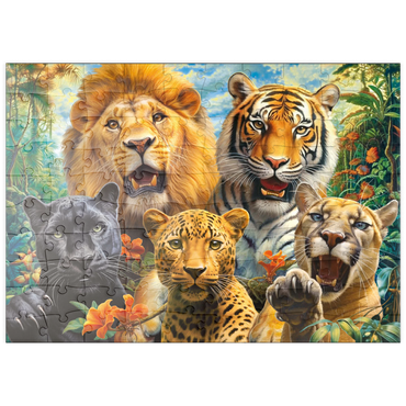 Darstellung des Puzzle Motivs puzzleplate Selfies of Wildcats 100 Puzzle