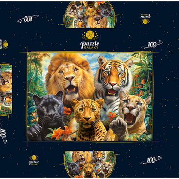 Darstellung des Puzzle Motivs Selfies of Wildcats 100 Puzzle Schachtel 3D Modell