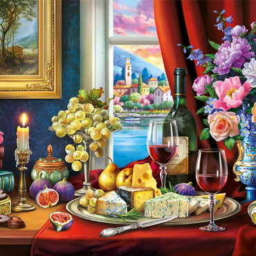 Darstellung des Puzzle Motivs Still Life With Wine 1000 Puzzle 3D Modell