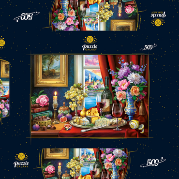 Darstellung des Puzzle Motivs Still Life With Wine 500 Puzzle Schachtel 3D Modell