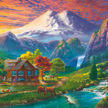 Darstellung des Puzzle Motivs Elbrus at Sunset 100 Puzzle 3D Modell