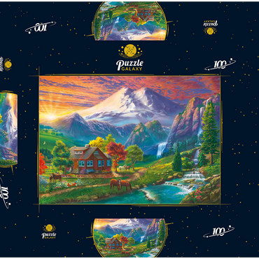 Darstellung des Puzzle Motivs Elbrus at Sunset 100 Puzzle Schachtel 3D Modell