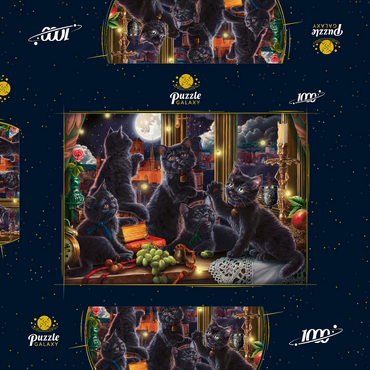 Darstellung des Puzzle Motivs Black Kittens & Fireflies 1000 Puzzle Schachtel 3D Modell