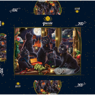 Darstellung des Puzzle Motivs Black Kittens & Fireflies 200 Puzzle Schachtel 3D Modell