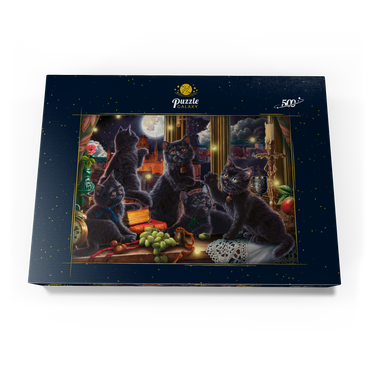 Darstellung des Puzzle Motivs Black Kittens & Fireflies 500 Puzzle Schachtel Ansicht3
