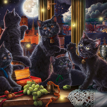 Darstellung des Puzzle Motivs Black Kittens & Fireflies 500 Puzzle 3D Modell