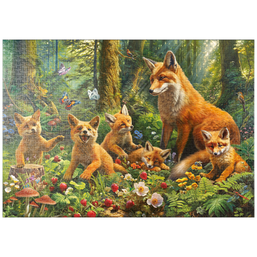 Darstellung des Puzzle Motivs puzzleplate Fox Family 1000 Puzzle