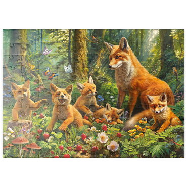 Darstellung des Puzzle Motivs puzzleplate Fox Family 100 Puzzle