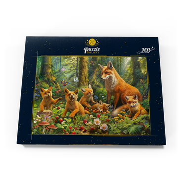 Darstellung des Puzzle Motivs Fox Family 200 Puzzle Schachtel Ansicht3