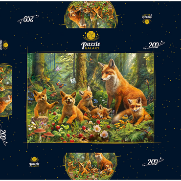 Darstellung des Puzzle Motivs Fox Family 200 Puzzle Schachtel 3D Modell