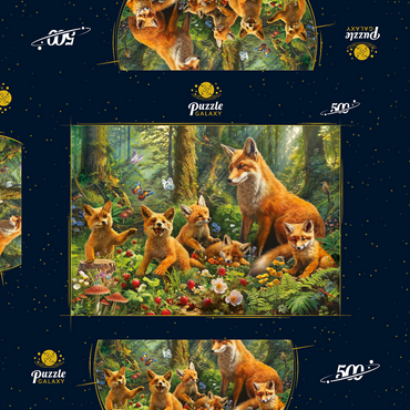 Darstellung des Puzzle Motivs Fox Family 500 Puzzle Schachtel 3D Modell