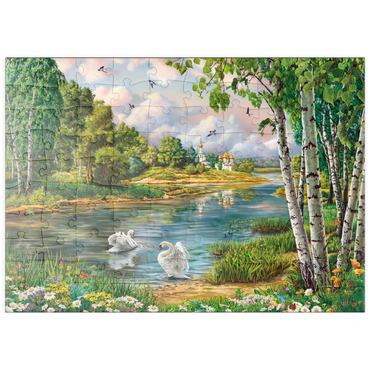 Darstellung des Puzzle Motivs puzzleplate Village Landscape 100 Puzzle