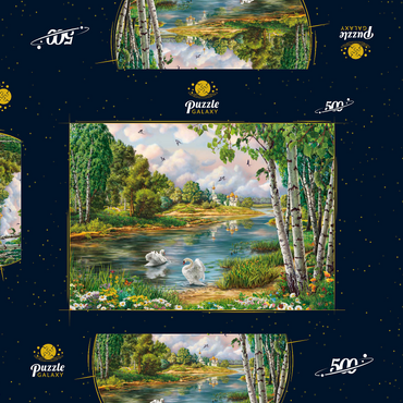 Darstellung des Puzzle Motivs Village Landscape 500 Puzzle Schachtel 3D Modell