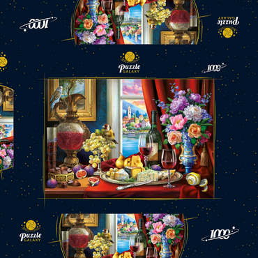 Darstellung des Puzzle Motivs Still Life & Wine 1000 Puzzle Schachtel 3D Modell