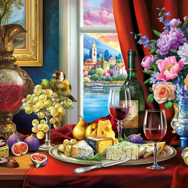 Darstellung des Puzzle Motivs Still Life & Wine 100 Puzzle 3D Modell