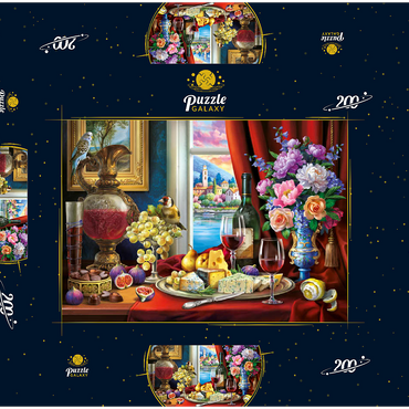 Darstellung des Puzzle Motivs Still Life & Wine 200 Puzzle Schachtel 3D Modell