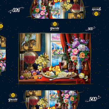 Darstellung des Puzzle Motivs Still Life & Wine 500 Puzzle Schachtel 3D Modell