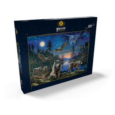 Darstellung des Puzzle Motivs Night Wolves & Owls 100 Puzzle Schachtel Ansicht2