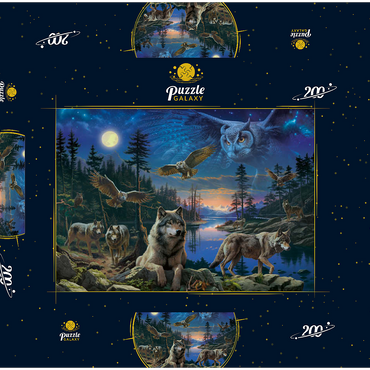 Darstellung des Puzzle Motivs Night Wolves & Owls 200 Puzzle Schachtel 3D Modell