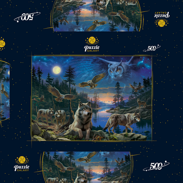 Darstellung des Puzzle Motivs Night Wolves & Owls 500 Puzzle Schachtel 3D Modell