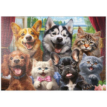 Darstellung des Puzzle Motivs puzzleplate Furry Friends Selfie 1000 Puzzle
